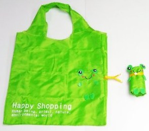 Easy Shopping Reusable Shopping Tote Bag - Folded Into A Frog - Green2