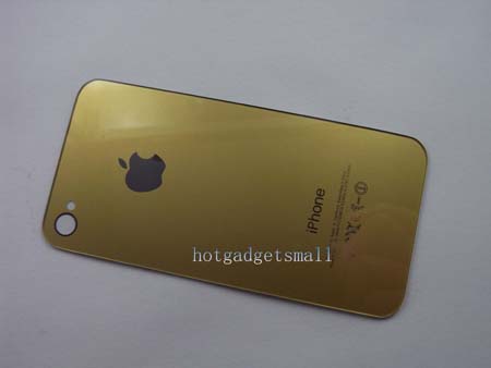 Iphone Glass on Tempered Reinforced Glass Back Cover Housing For Iphone 4 4g  Gold