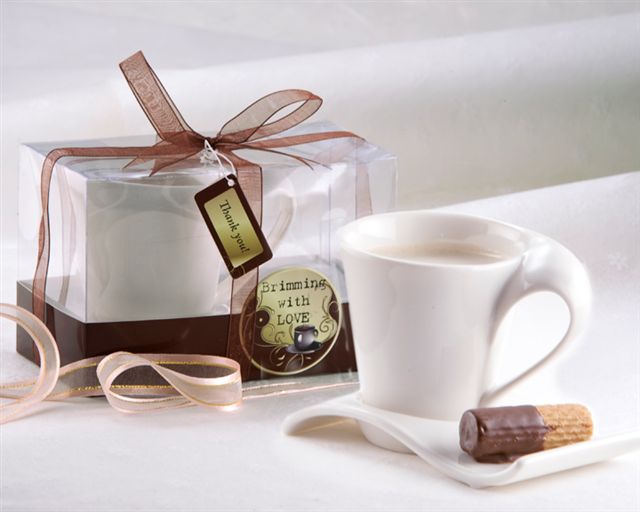 A91005 - Brimming with Love Swish Espresso Cup and Biscotti Saucer Favour