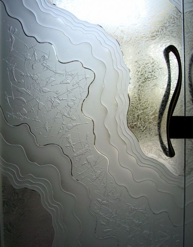 etched carved glass door wavy texture