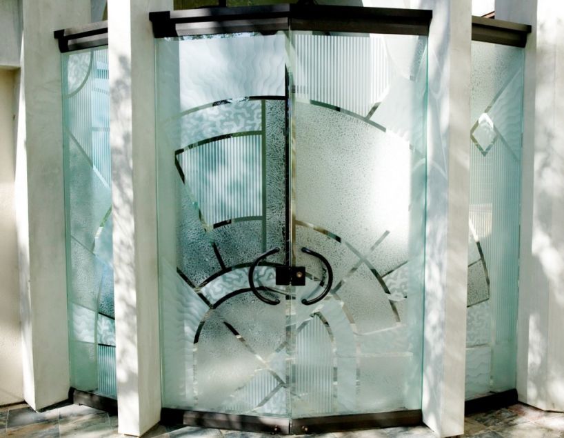 all glass etched carved entry matrix