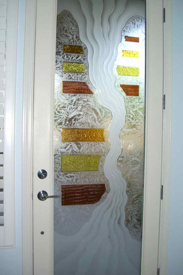 frosted glass door carved painted