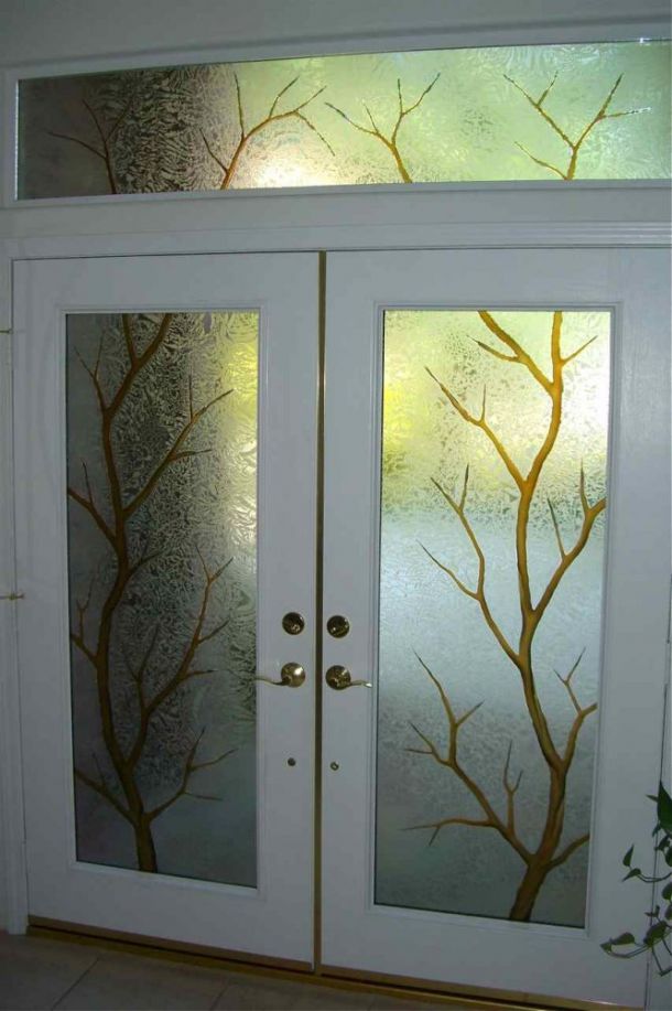 frosted glass window door