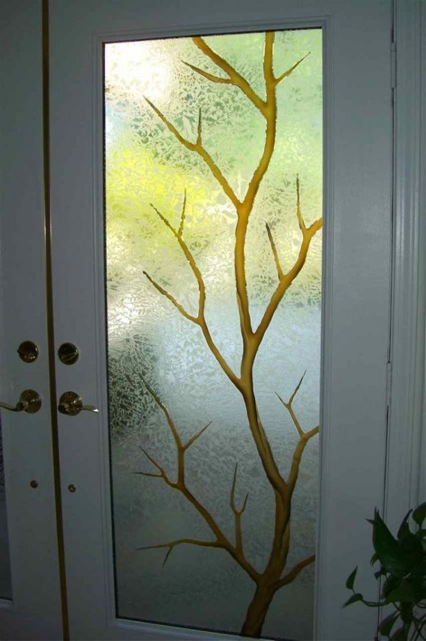 carved glass door painted