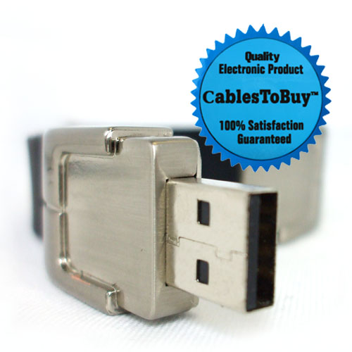 CablesToBuy™ 1G Black Leather USB Bracelet USB Wristbands3