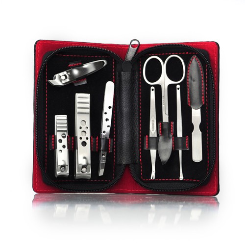 8pc Manicure Set Brief Case Clippers Tweezers Nail Care