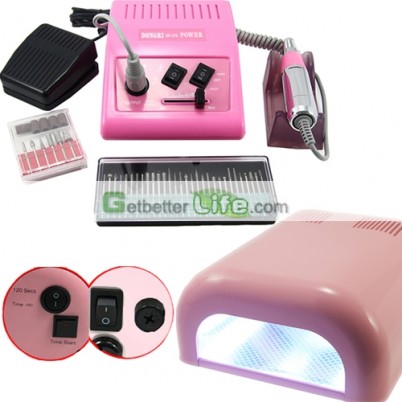 Pink 278 Nail Drill Machine Manicure and Nail Dryers UV Gel Lamp Kit