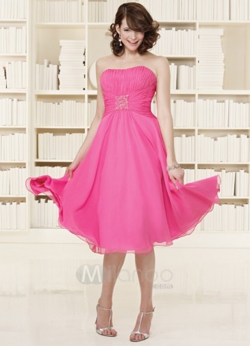 Pink-Strapless-Chiffon-Bridesmaid-Dress-8363-1