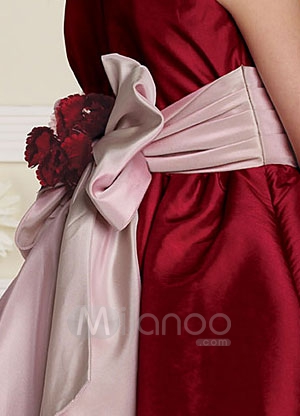Red-Sleeveless-Sash-Satin-Flower-Girl-Dress-18577-2