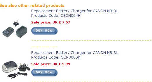 Repalcement Battery Charger for CANON NB-3L