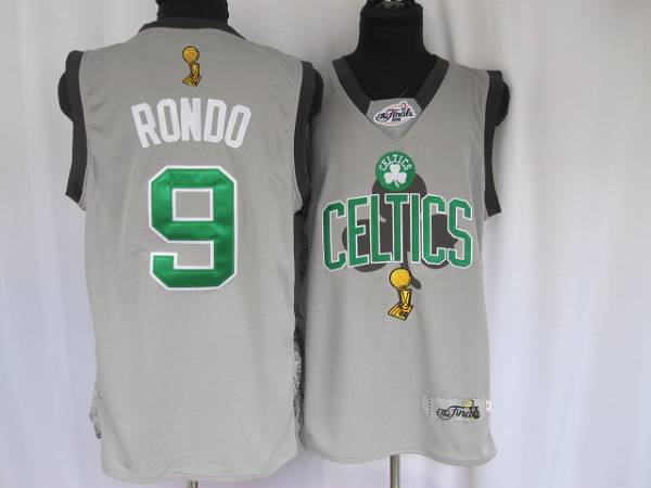 Boston Celtics #9 Rajon Rondo Embroidered Grey 2010 Finals Commemorative NBA Jersey