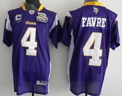 Nfl jerseys Minnesota Vikings #4 Brett Favre jerseys C & 50TH patch purple