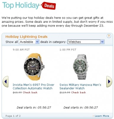 top holiday deals 2010