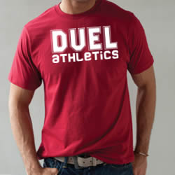 DUEL athletics logo MMA Shirt Red Model