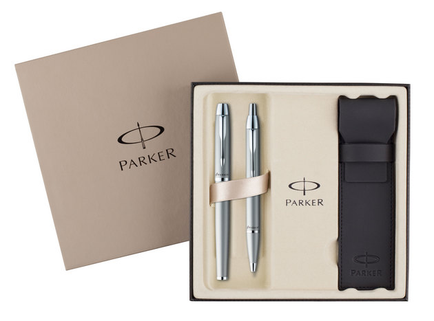 Parker IM Silver CT Fountain pen & Ballpoint pen set with Pen Case