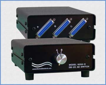 Model 8253 RS232 DB25 A/B Switch, Manual Operation