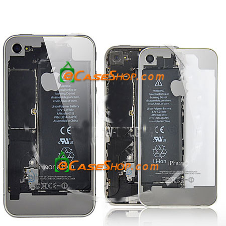 iPhone 4 Battery Cover Transparent Silver clear